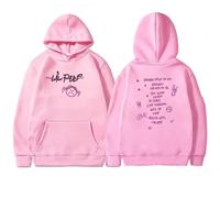 Yoedoa Lil-Peep Graphic Print Hooded Sweatshirt, Unisex Pullover Hoodie, Side-seam Pockets, Hip-hop Style (Pink,M)