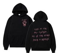 Yoedoa Lil-Peep Hooded Sweatshirt, Unisex, Letter Print, Side-Seam Pockets, Hip-Hop Street Style (Black,S)