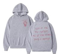 Yoedoa Lil-Peep Hooded Sweatshirt, Unisex, Letter Print, Side-Seam Pockets, Hip-Hop Street Style (Gary,XL)