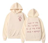 Yoedoa Lil-Peep Hooded Sweatshirt, Unisex, Letter Print, Side-Seam Pockets, Hip-Hop Street Style (Khaki,M)