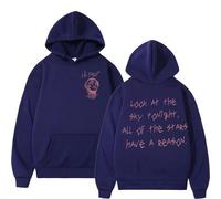 Yoedoa Lil-Peep Hooded Sweatshirt, Unisex, Letter Print, Side-Seam Pockets, Hip-Hop Street Style (Navy Blue,M)