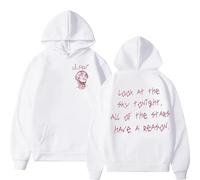 Yoedoa Lil-Peep Hooded Sweatshirt, Unisex, Letter Print, Side-Seam Pockets, Hip-Hop Street Style (White,S)