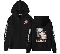 Yoedoa The Apothecary Diaries Anime Hoodie, Black Zip-Up Sweatshirt with Japanese Text, Unisex Style (Black 4,XL)