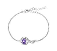 YOEE Bracelets for Womens, Sterling Silver Bracelet Amethyst Bracelet-February Birthstone Bracelet for Teenage Girls, Mum Bracelet February Jewellery for Women With Bracelet Gift Box
