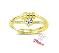 YOEE Gold Anxiety Ring for Daughter, Heart Fidget Rings for Girls with Cubic Zirconia, Adjustable Ring Gold Fidget Rings for Women, Daughter Birthday Gifts Christmas Gifts for Her