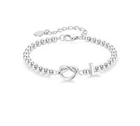 YOEE Sterling Silver Bracelet for Women, Heart Initial Bracelet, Adjustable Bead Bracelets Jewellery For Friends Mum Daughter Grandma, Girls Friendship Bracelets for Women（L）