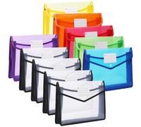 YoeeJob 10 Packs A4 Plastic File Folders, Expandable Document Folder with Snap Button Closure, A4 Expanding File Folder with Label Pocket for Office Business School（Multicolored）