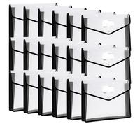 YoeeJob Plastic File Folders Legal Size Expandable Document Folder with Snap Button Closure, A4 Expanding File Wallet Envelopes Pouch with Label Pocket, 18 Packs, Black