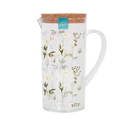 YöL 1.1L Drinks Pitcher Jug Daisy Print Plastic Summer Picnic Outdoor Dining BBQ Pouring Spout Cork Lid