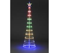 YöL 1.8m Light Up Christmas Cone Tree 220 Warm Multicolour LEDs Indoor Outdoor Garden Decoration