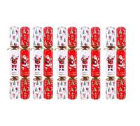 YöL 10 Santa Christmas Crackers - Deluxe Luxury Red Gold White Metallic Design, Xmas Tree Dinner Party Celebration Recyclable