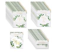 YöL 100 Wedding Guest Bundle - Table Name Cards, Save The Date's, Table Numbers, Reception Cards - Green Gold Eucalyptus