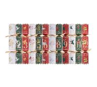 YöL 12 Days of Christmas Crackers - 12" Festive Xmas Robin Holiday Dinner Table Decorations Red White Green Gold - Family Game Novelty Fun Prizes Gifts Contains Hats Jokes