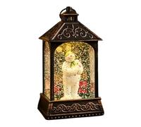 YöL 14cm Hanging Water Lantern with Snowman Holding Snowdog - Warm White LED Swirling Glitter Snow Effect Christmas Decoration | Battery Operated Festive Hanging Ornament