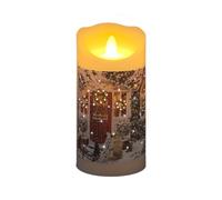 YöL 15cm Winter Dogs And Red Door Candle Christmas LED Light Up Decor False Light