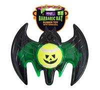 YöL 2 in 1 Halloween Themed Dog Toy - Rubber Bat Green Orange Black Tennis Ball - Interactive Stimulating For Boredom Fetch Play Puppy Pet Chewing Teething