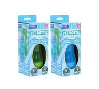 YöL 2 In 1 Pet Water Bottle & Food Container - Dog Puppy Water Treats Food Detachable Bowls Travel Portable Blue Green