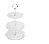 YöL 3 Tier Cake Stand Glass Muffin Cupcake Embossed Afternoon Tea Serving Platter
