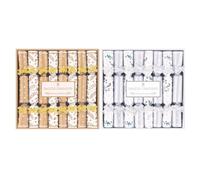 YöL 4.5 Inch Saucer Christmas Crackers Pack of 16 in Gold and Silver Designs Luxury Mini Table Crackers with Decorative Bows Perfect for Festive Dining Parties