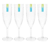 YöL 4 Champagne Prosecco Flutes Glasses Set Plastic Reusable Eco Dimpled Embossed Party Outdoor Summer