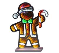 YöL 40cm Infinity Gingerbread Man - Orange, White, Green & Red LED Light Up Christmas Decoration - Indoor Only Infinity Mirror Tree with Colourful Baubles Festive Home Décor