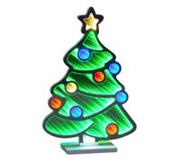 YöL 40cm Infinity Tree with Baubles - Green, Red, Blue & Yellow LED Light Up Christmas Decoration - Indoor Only Infinity Mirror Tree with Colourful Baubles Festive Home Décor