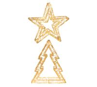 YöL 40cm LED Acrylic Star And 41cm LED Acrylic Tree Christmas Decorations With 240 Warm White LEDs, Clear Acrylic IP44 Indoor Outdoor Festive Décor Set With 5m Lead Cable