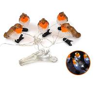 YöL 5 LED Clip On Acrylic Robins Lights Garden Outdoor Birds Christmas Decor Xmas Novelty Decorations