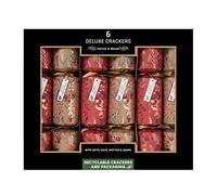 YöL 6 Deluxe Christmas Crackers Family Xmas Party Matte Red And Gold Berry Design Luxury Celebrations Party