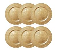 YöL 6 embossed decorative gold round charger plates Christmas Xmas dining table 33cm