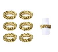 YöL 6 Napkin Rings Gold Jingle Bells Metal Christmas Xmas Party Table Set Round