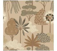 YöL Akiko Beige Wallpaper - Foliage Botanical Trees Jungle Leaves - Beige Brown Gold - 10.05m x 53cm Roll - Washable Paste The Paper - Feature Wall - Bedroom Living Room Dinning Room