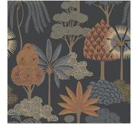 YöL Akiko Blue Wallpaper - Foliage Botanical Trees Leaves - Terracotta Burnt Orange Gold Dusty Blue - Washable Paste The Paper - Feature Wall - Bedroom Living Room Dinning Room