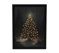 YöL Battery Operated Christmas Light Up Canvas 30x40cm Festive Snowy Trees In Forest LED Frame Christmas Tree