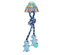 YöL Blue Alien Themed Rope Tug of War Treats Plush Toys Squeaky Dog Pet Puppy Interactive Stimulating Play