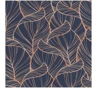 YöL Botanical Navy Wallpaper Copper Leaves - 10.05m x 53cm Roll - Modern Versatile Sophisticated Design - Extra Washable Paste The Wall - Bedroom Living Room Lounge - Feature Striking Statement Wall