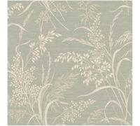 YöL Botanical Silhouette Vinyl Wallpaper Sage Green and Cream Meadow Leaf Design Soft Linen Texture Look for Living Room Bedroom Hallway Feature Wall Calm Natural Decor