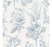 YöL Botanical Wallpaper Herbarium Floral Sketch Design Blue Sky Neutral Wall Covering for Living Room Bedroom Hallway Dining Room Smooth Matt Paste The Wall Paper Feature Wall Decor