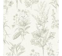 YöL Botanical Wallpaper Herbarium Floral Sketch Design Sage Green Neutral Wall Covering for Living Room Bedroom Hallway Dining Room Smooth Matt Paste The Wall Paper Feature Wall Home Decor