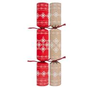 YöL Box of 50 Red Snowflake Christmas Crackers Bulk Catering Party Celebration 12" Xmas Restaurant School Hotel