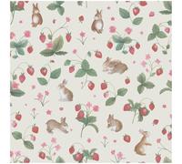 YöL Bunnies Berries Cream Multi Wallpaper - Washable Paste The Paper - Contemporary Versatile - Kids Bedroom Nursery - Feature Statement Wall - Animal Print Botanical - Playful