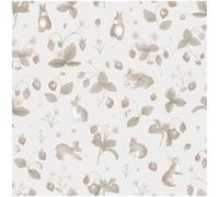 YöL Bunnies Berries Neutral Wallpaper - Washable Paste The Paper - Contemporary Versatile - Kids Bedroom Nursery - Feature Statement Wall - Animal Print Botanical - Playful