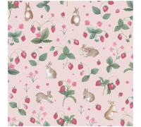 YöL Bunnies Berries Pink Wallpaper - Washable Paste The Paper - Contemporary Versatile - Kids Bedroom Nursery - Feature Statement Wall - Animal Print Botanical - Playful