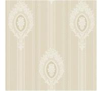 YöL Chelsea Garden Classic Wallpaper Beige Floral Cameo Stripe Design Smooth Paste The Paper Wall Covering for Bedroom Living Room Dining Room Hallway and Feature Wall Decor