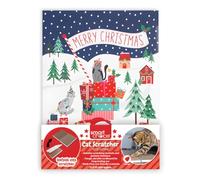 YöL Christmas Cat Scratcher with Catnip - Festive Fold-Out Corrugated Cardboard Scratch Board for Cats, Protects Furniture, Encourages Healthy Claw Care 37 × 25.5 cm