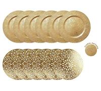 YöL Christmas Charger Plates Placemats 12pc Set Dinnerware Decorative Festive Gold Xmas Re-usable