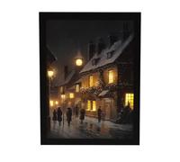 YöL Christmas Fibre Optic Canvas Snowy Street In Winter Nighttime Snowy Wonderland Light Up LED Frame