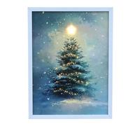 YöL Christmas LED Wall Art Tree 30x40cm Light Up Canvas Picture with Illuminated Star and Festive Lights Battery Operated Hanging Decoration for Home Holiday Winter Décor