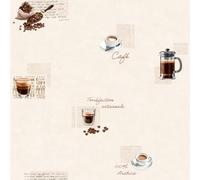 YöL Coffee Cups Wallpaper - Blown Vinyl Cafe - Handwritten Script - Contemporary Coffee Beans French Press - Paste The Wall