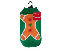 YöL Dog Christmas Sweater Jumper Cardigan Warm Knitted Festive Costume Green Gingerbread Man